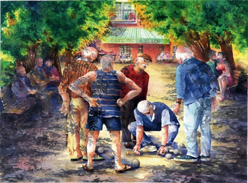 Boules in the Plaza
21 x 29” - $600 Matted, unframed
12 x 18” Matted
Giclée Print - $45 Boules in the Plaza
21 x 29” - $600 Matted, unframed
12 x 18” Matted
Giclée Print - $45